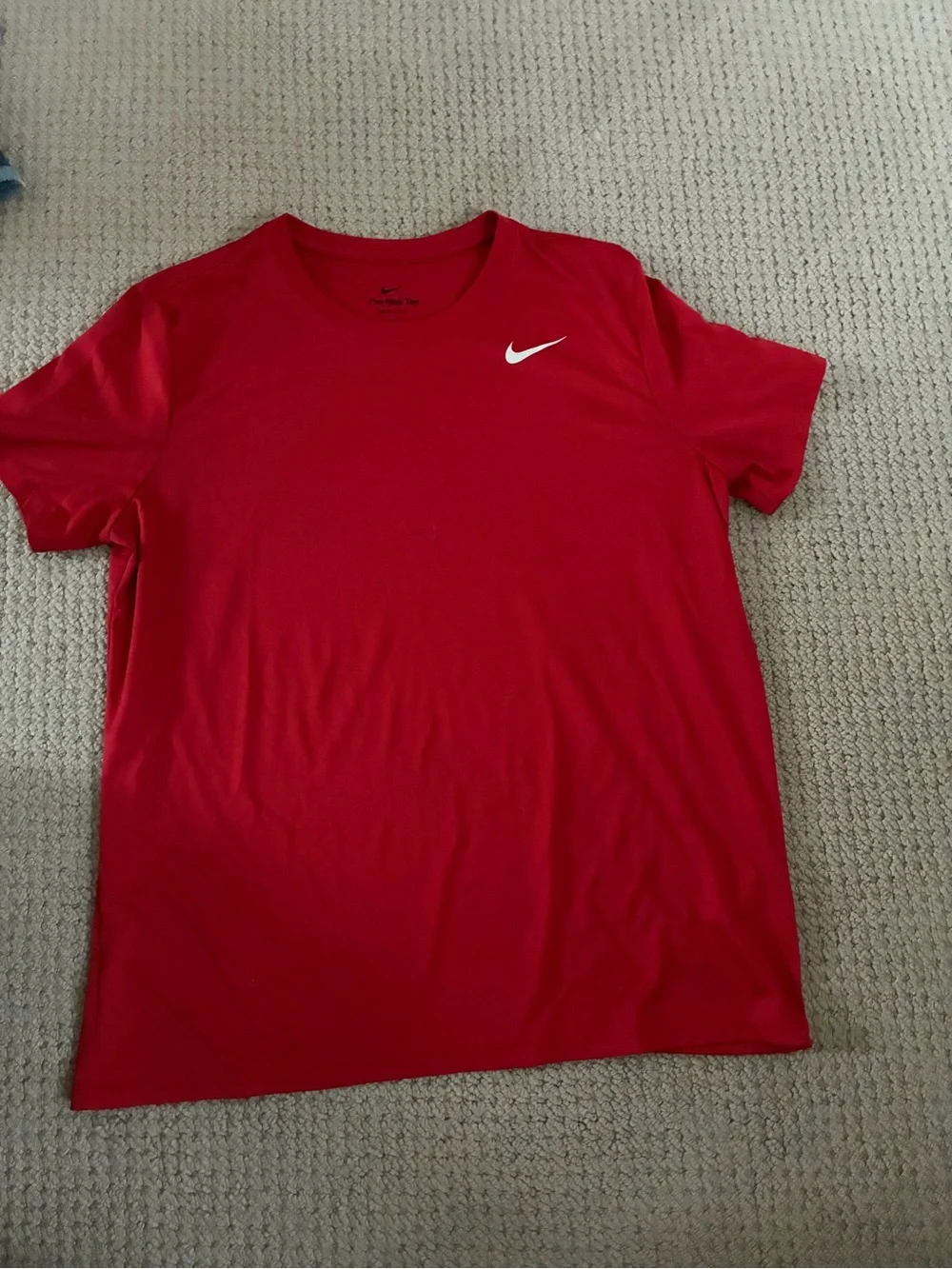 Nike Red Short Sleeve Crew Tee with White Swoosh